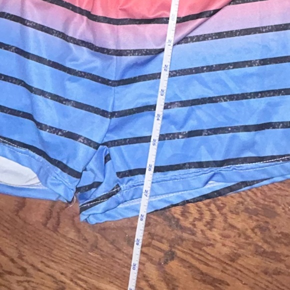 Rainbow XL Off shoulder Striped Drawstring Romper Jumpsuit - Picture 6 of 9